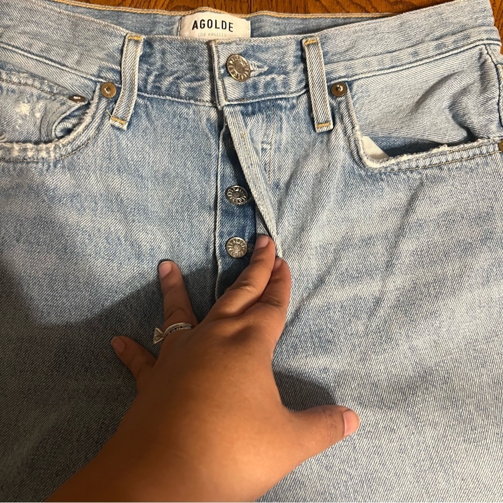 Agolde Jaime Button Fly Distressed Classic High R… - image 4